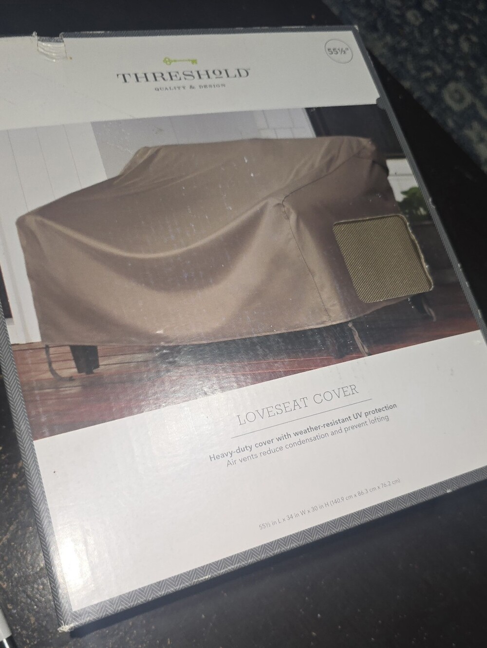 Threshold Loveseat Heavyduty Cover Tan Patio 55.5" Weather Resistant NEW UV